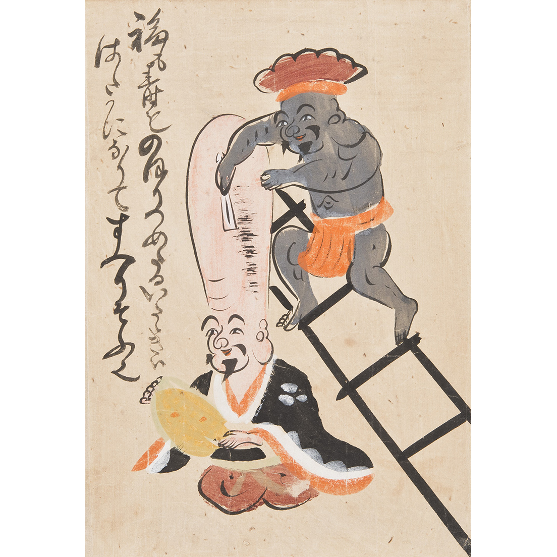 大津絵 「座頭 和歌賛」民画