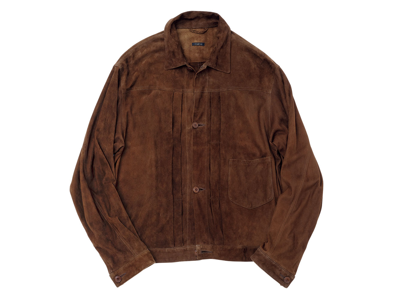薄手のシープレザーで作られた〈COMOLI〉のジャケット。
