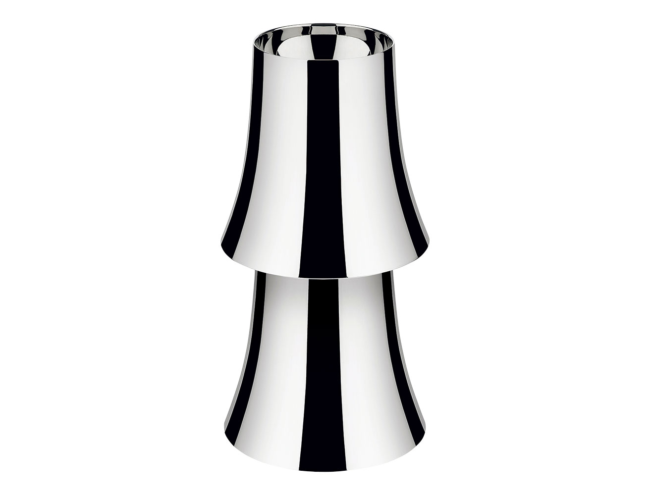 銀の輝きに光を宿す。アナスタシアデスの彫刻的なテーブルランプ。