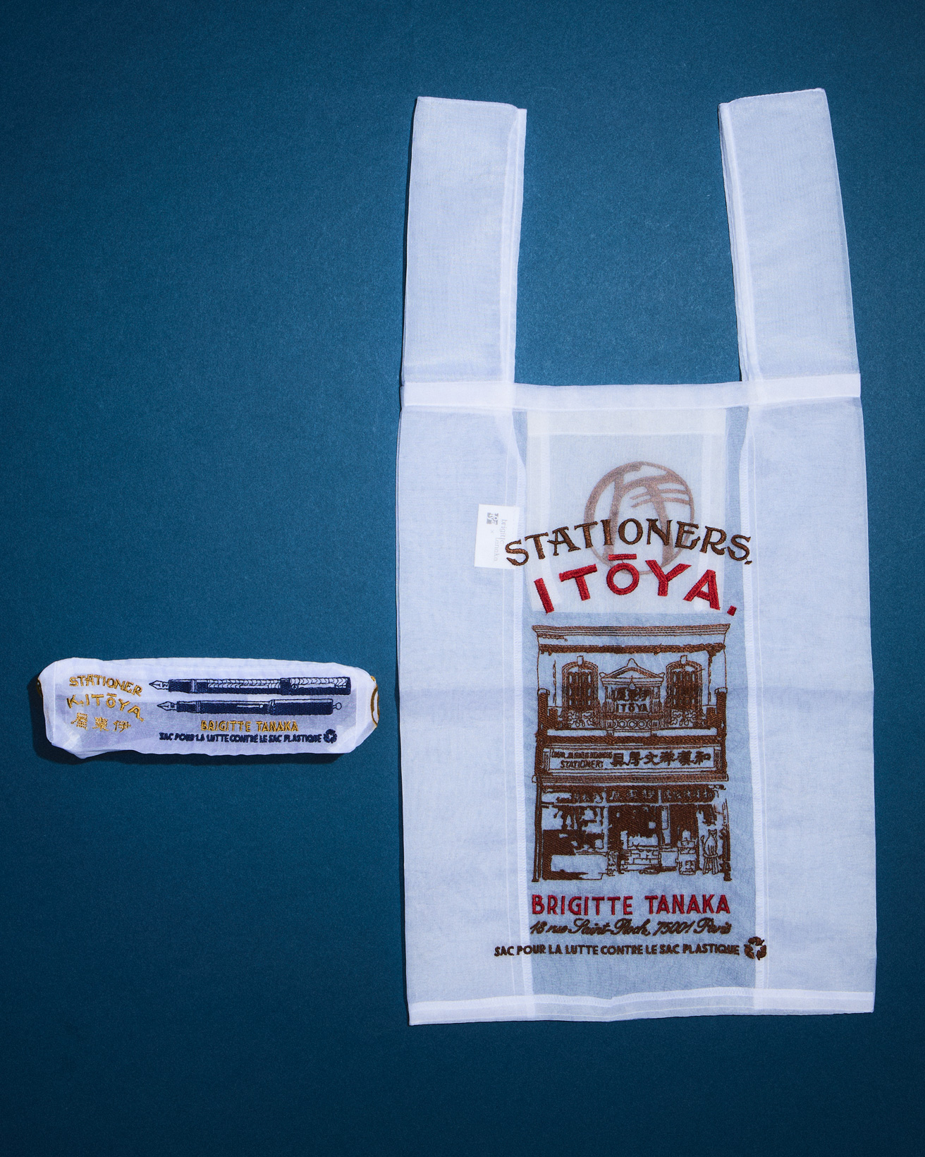 文房具の老舗とパリの刺繍ブランド〈ブリジット タナカ〉がコラボ！ 繊細な刺繍とシアーな生地が魅力的。